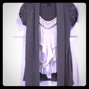 HeartSoul Gray & White Top Size S